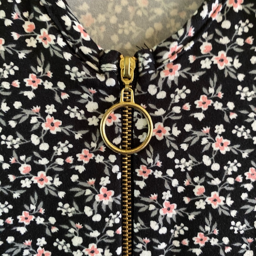 Black with Pink Floral Tank Top